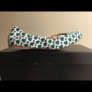 J Crew Deep Green Emma Brocade Flats